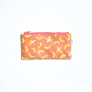 Ashi｜亜紙 Flat Pouch M＊Banana Pink 紙ポーチ フルーツ柄 バナナ ハンドメイド