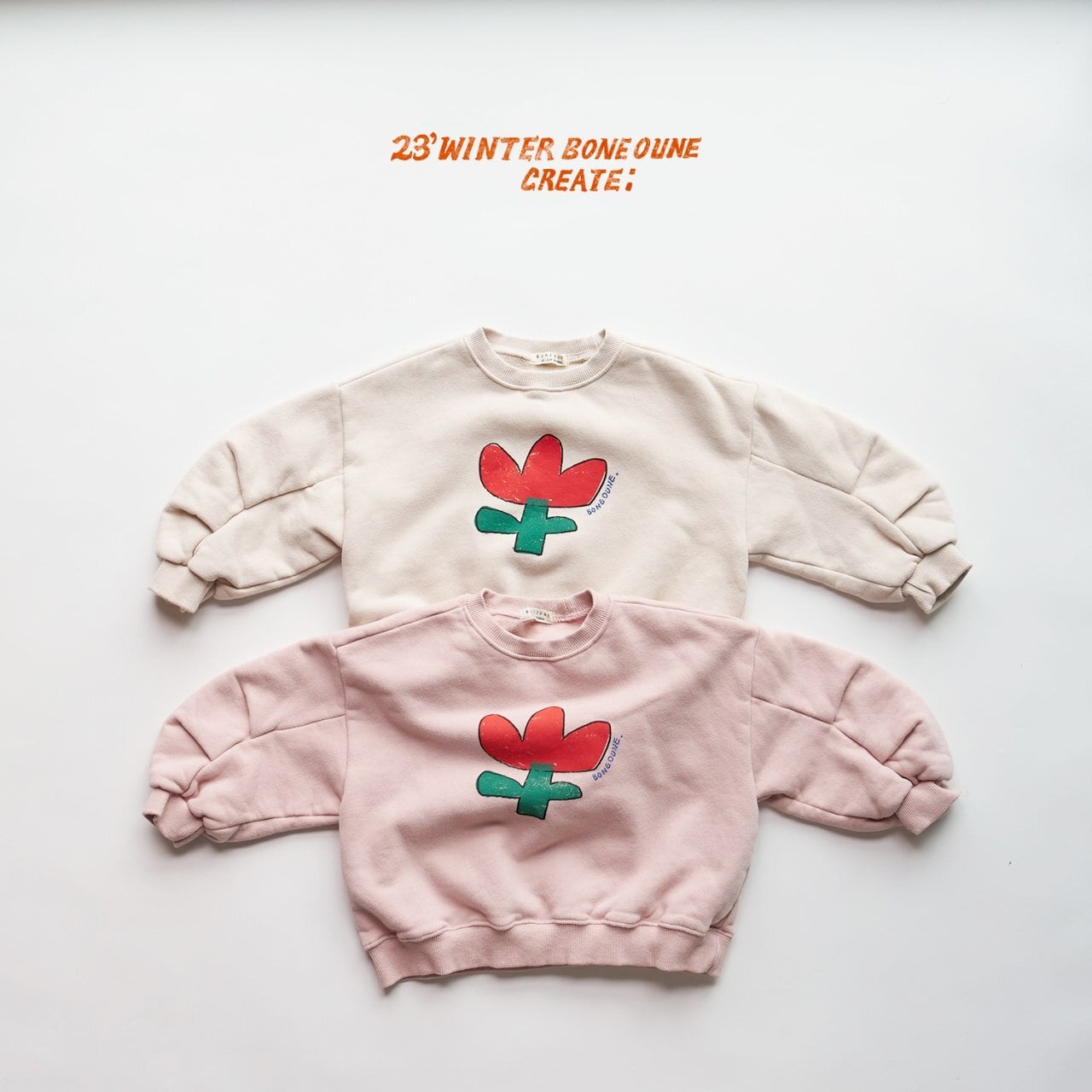 «sold out»«ジュニアサイズあり» Boneoune レッドフラワースウェット 2colors