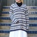 USA VINTAGE RAMIE COTTON PATTERNED DESIGN OVER KNIT\アメリカ古着ラミーコットン柄デザインオーバーニット