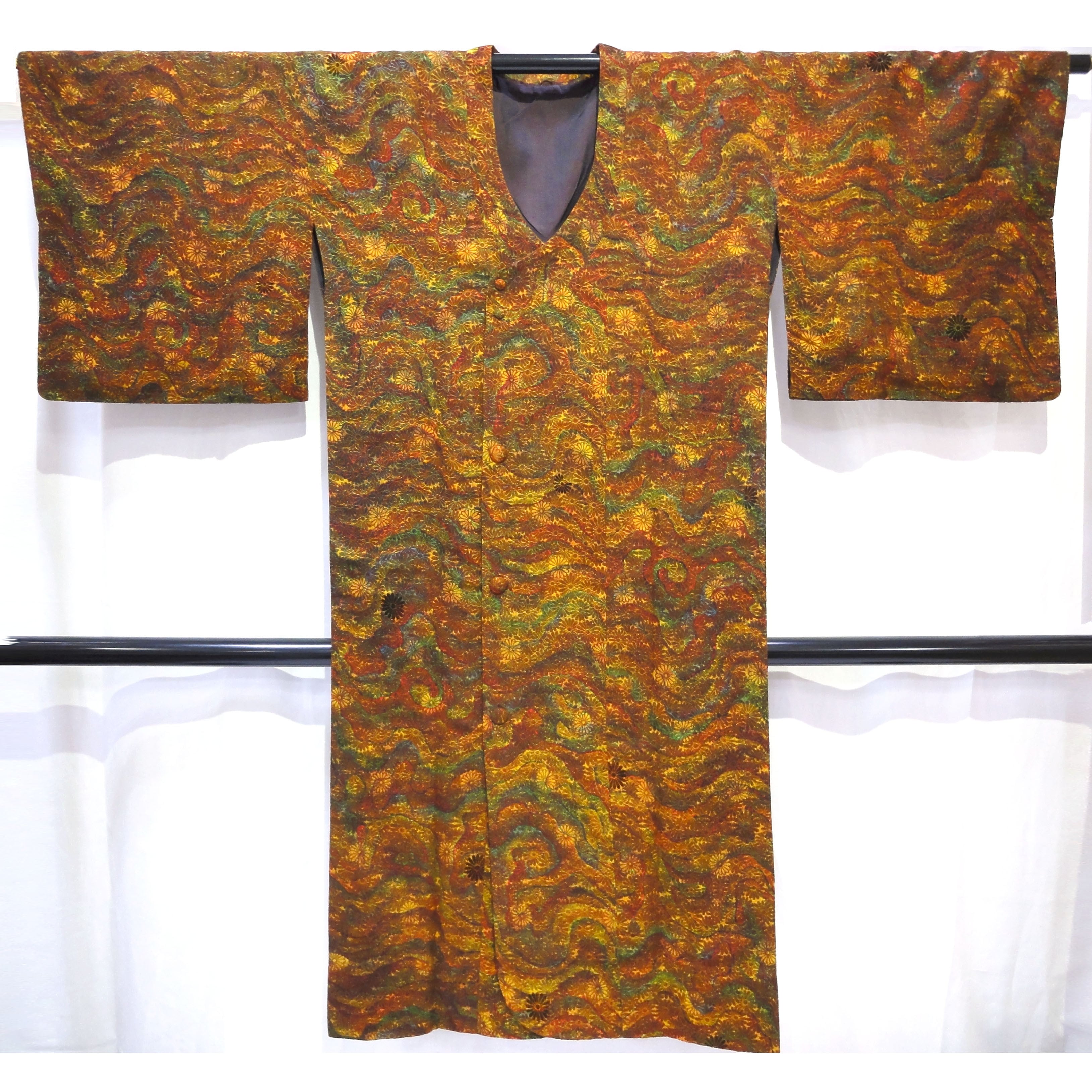 正絹・輪奈ビロード・着物・和装コート・花・No.200701-0475・梱包