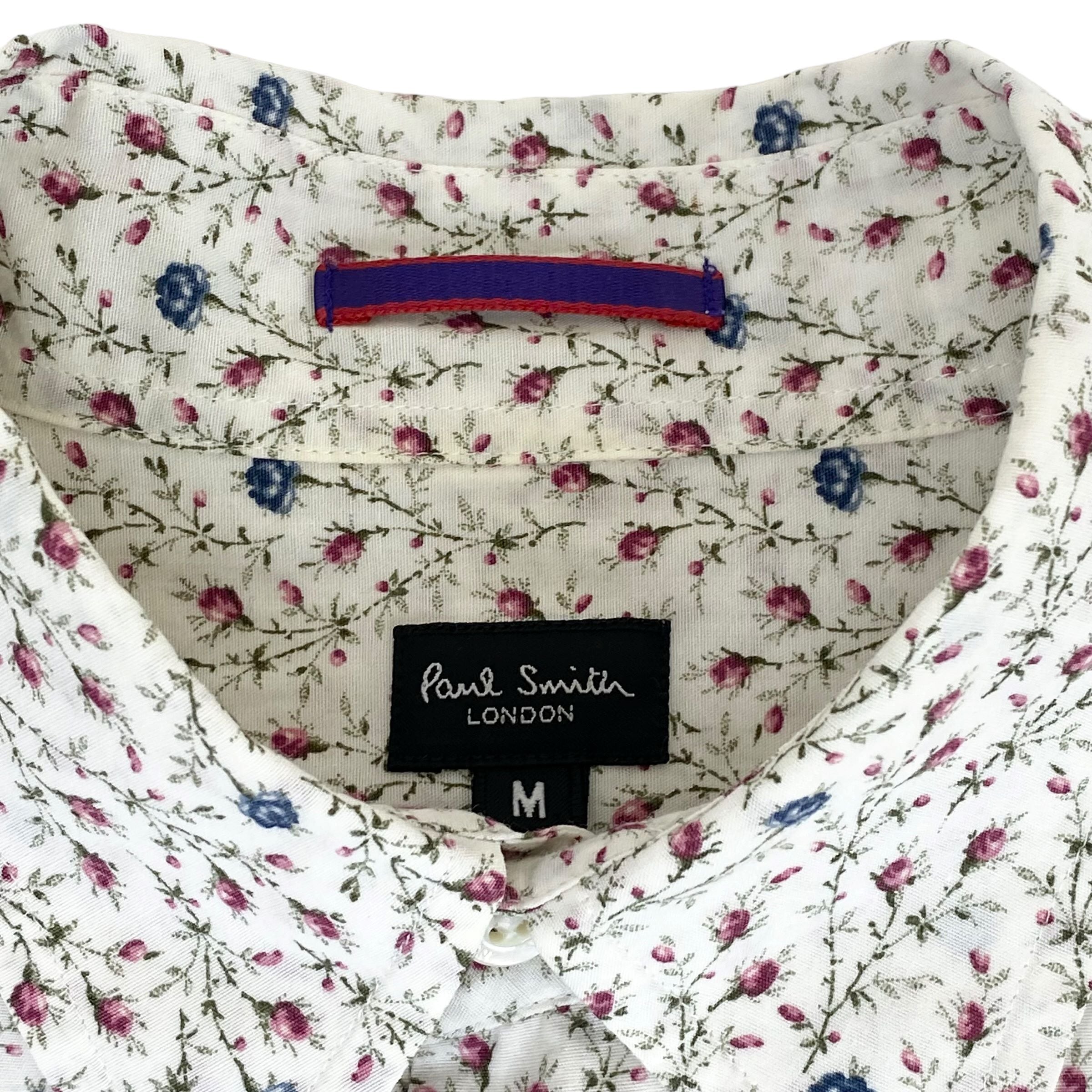 中古 ポールスミス Paul Smith 長袖 シャツ 花柄 ホワイト メンズ M