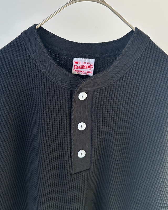 -Health Knit- Thermal King Waffle Henley Neck L/S