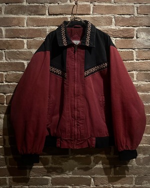 【Caka act3】Switching Design Vintage Loose Zip Up Jacket