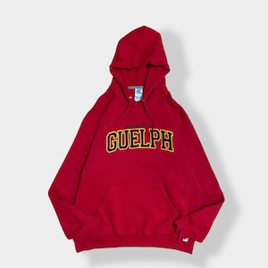 【Russell】カレッジ カナダ ゲルフ大学 University of Guelph 刺繍ロゴ パーカー スウェット フーディー hoodie L 赤 ラッセル us古着