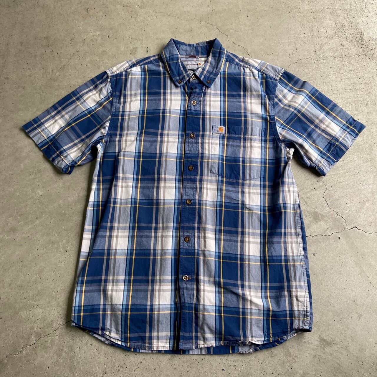 Carhartt カーハート チェック柄 半袖シャツ ボタンダウンシャツ メンズl相当 古着 ブルー 青 Relaxed Fit チェックシャツ 半袖 シャツ Sa24 Cave 古着屋 公式 古着通販サイト