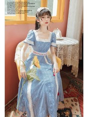 【0006】Retro Cherry Lace Short Sleeve Dress