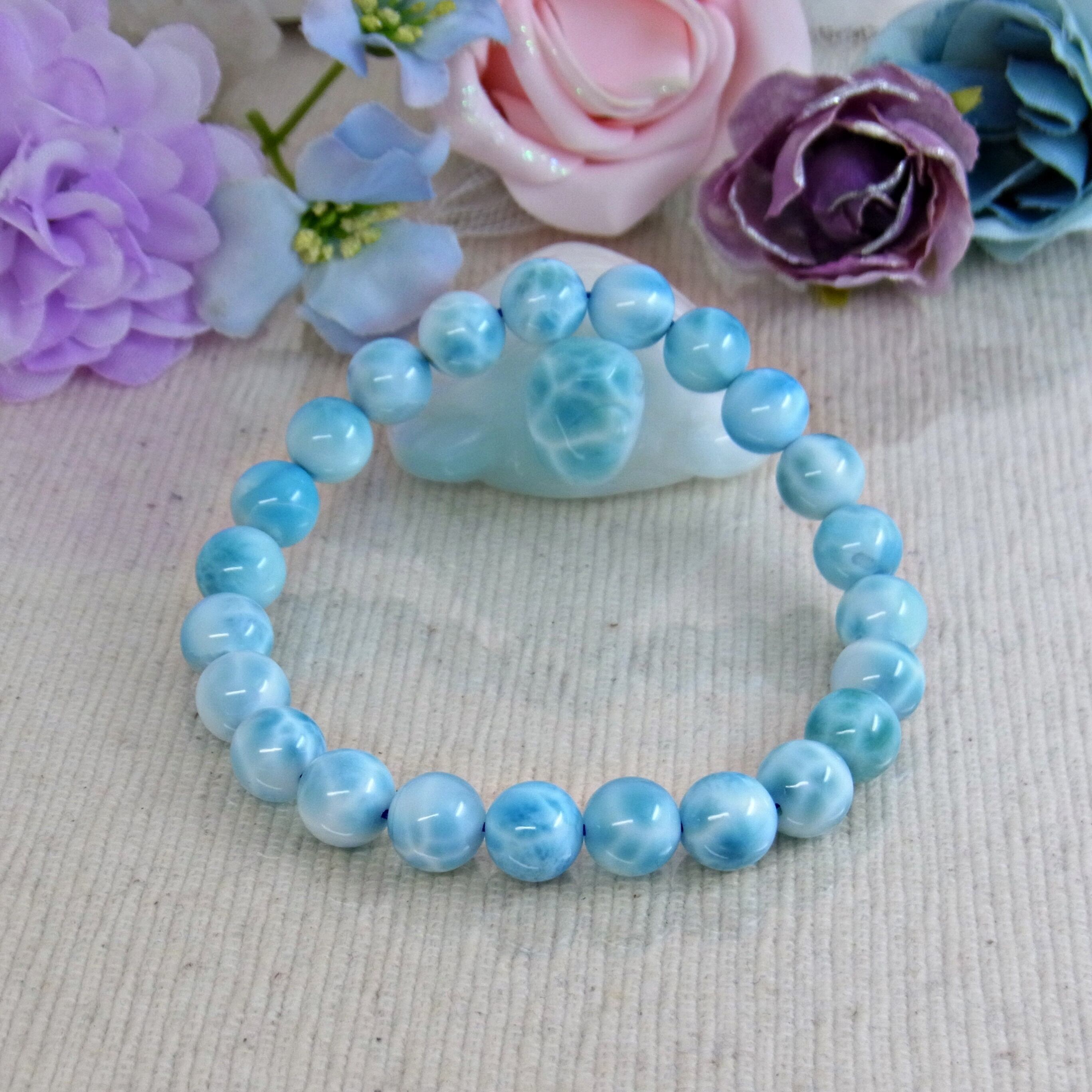 premium SA ラリマー 8mm 鑑別書付 ドミニカ産 シャトヤンシー  