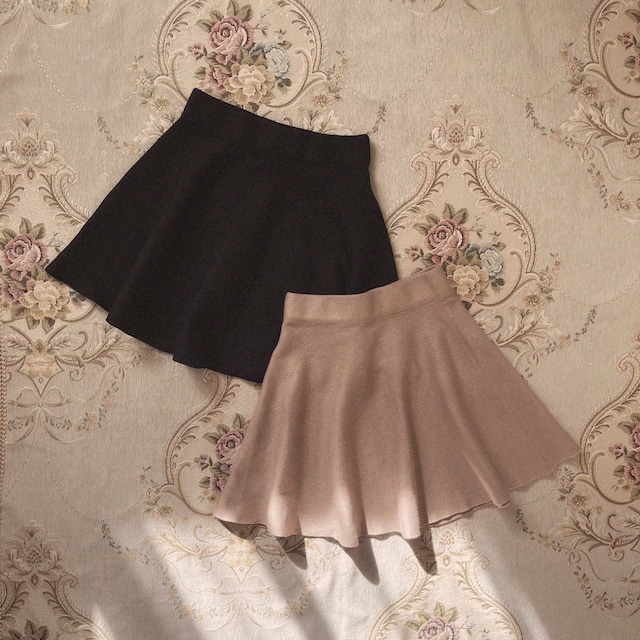 【LAST2】flare knit skirt-BLACK