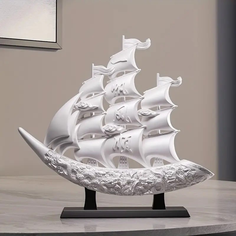 卓上オブジェ 帆船 白 置物 船 インテリア デコレーション リビング