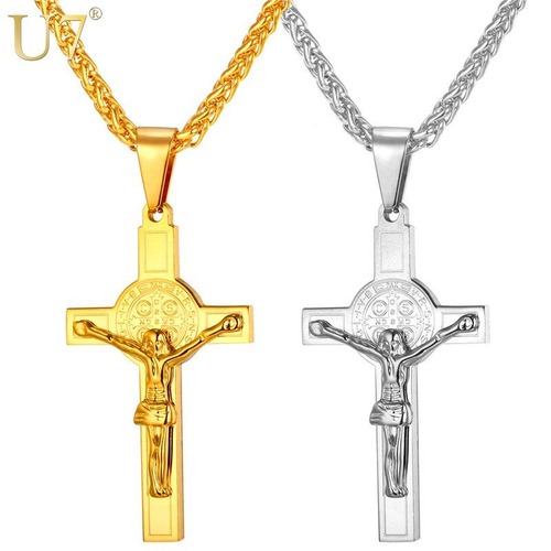 レディース ネックレス イエス ピース ラテン クロス クリスマス カラー 316L ステンレス チェーン キリスト 80001565