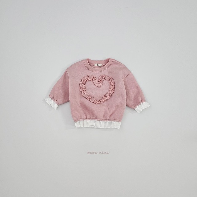 【即納】bebenine/heart frill sweat shirt