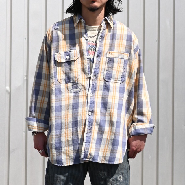 BOWWOW / UNIQUE POCKET CHECKED FLANNEL SHIRT AGED