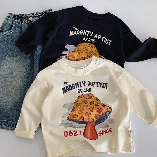 【KID】秋新作アルファベットプリント長袖Tシャツ キッズ男の子