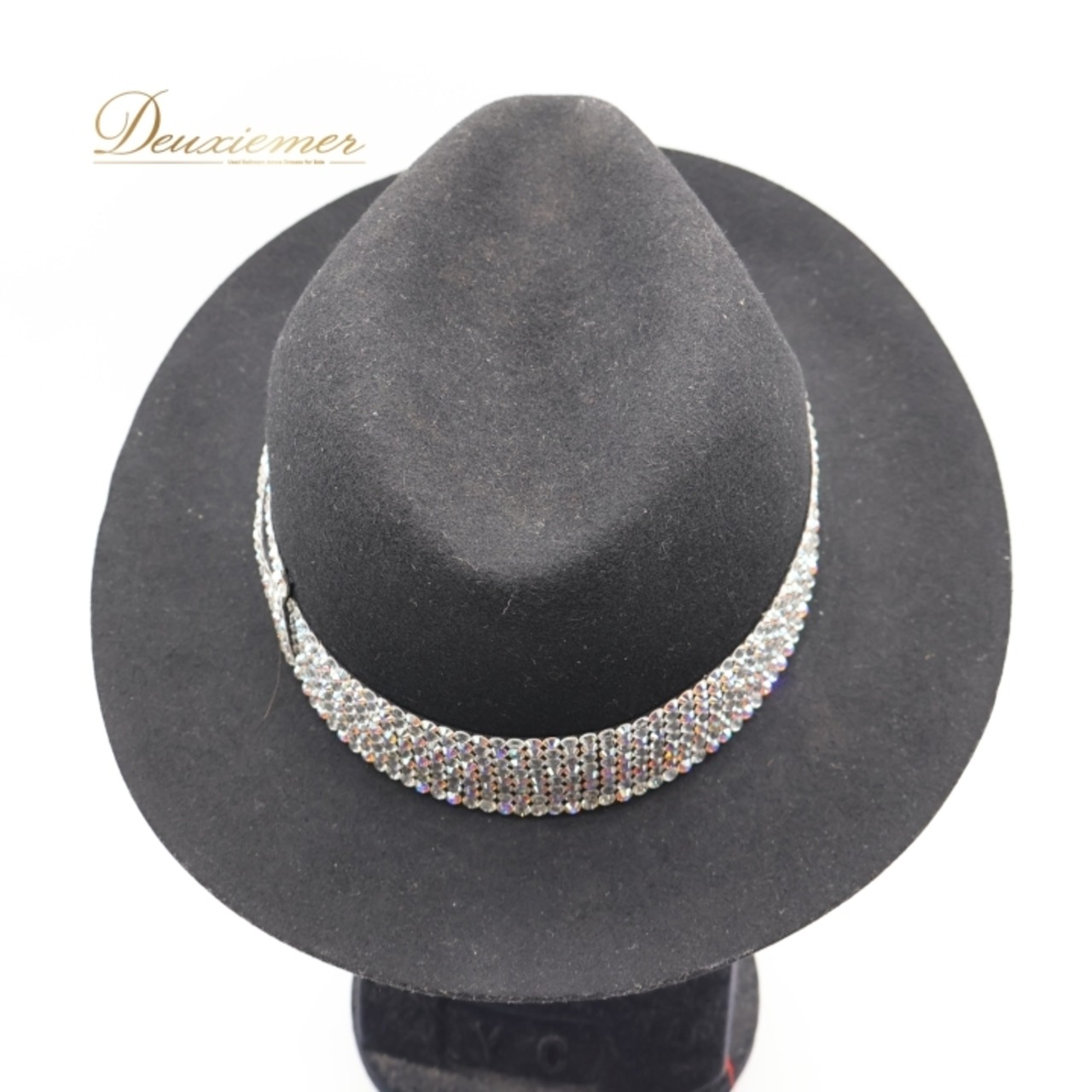 ダンス 衣装 帽子 ハット ブラック系 タカダンス TAKA DANCE 黒 ラインストーン ラテン ジャズ デモ パーティー メンズ ぼうし リボン 小物 ダンス小物 イベント ステージ 競技 キラキラ 社交ダンス シルバー系