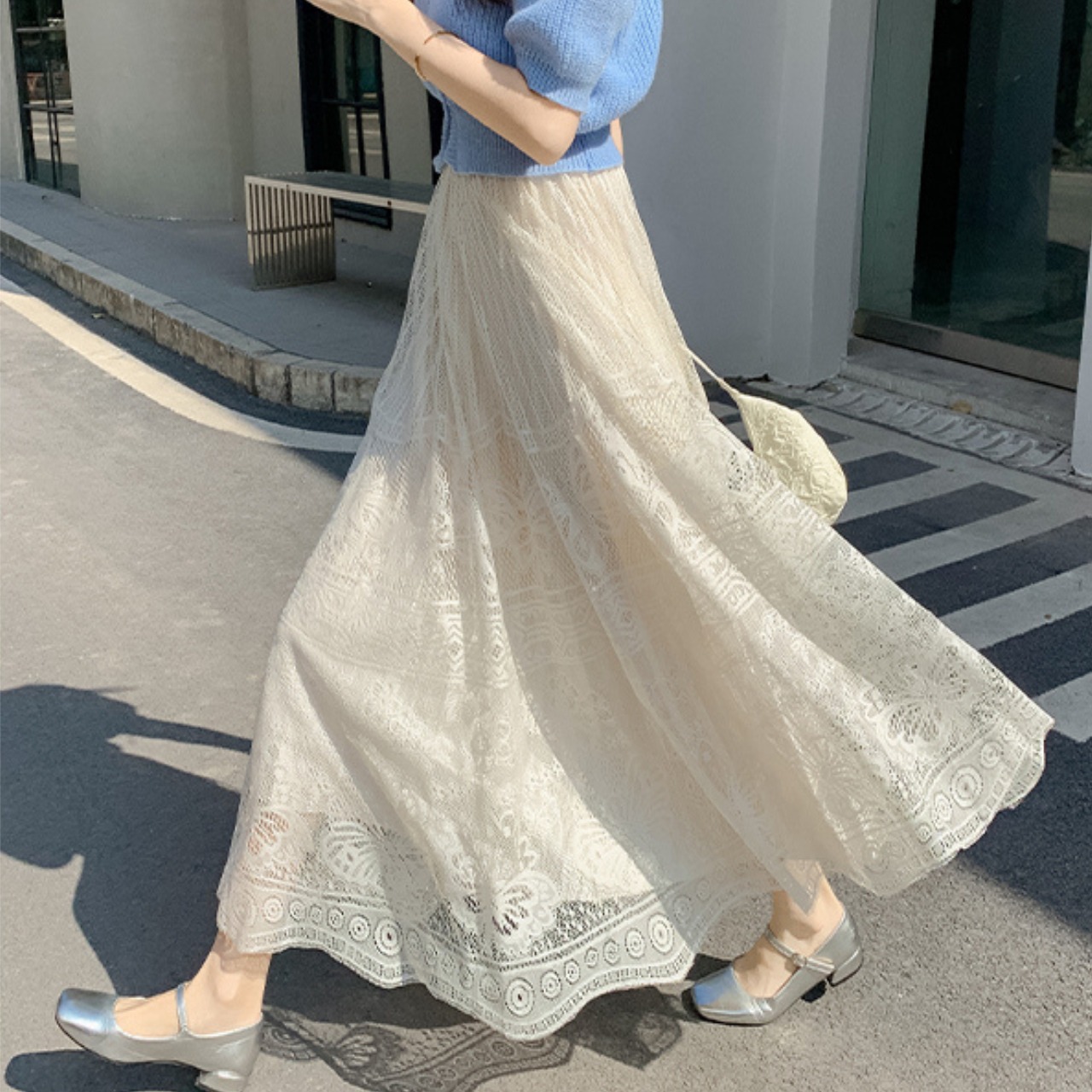 レース リバーシブル フレア ロング スカート 10317