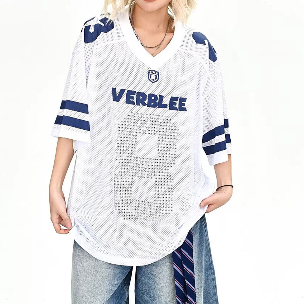 ストリートミックスナンバリングメッシュゲームトップス 2col R02126