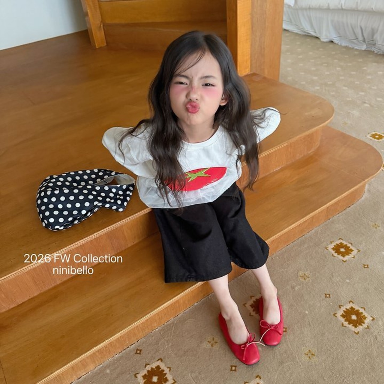 韓国子供服 / ninibello / Tomato Patch T-shirt  / 長袖Ｔシャツ *XS~XXL*