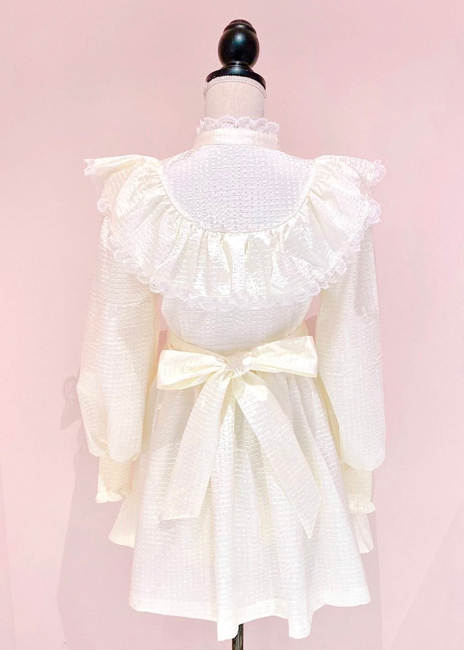 ManonMimie】Glossy Jacquard Frill OP | Manon Tokyo 