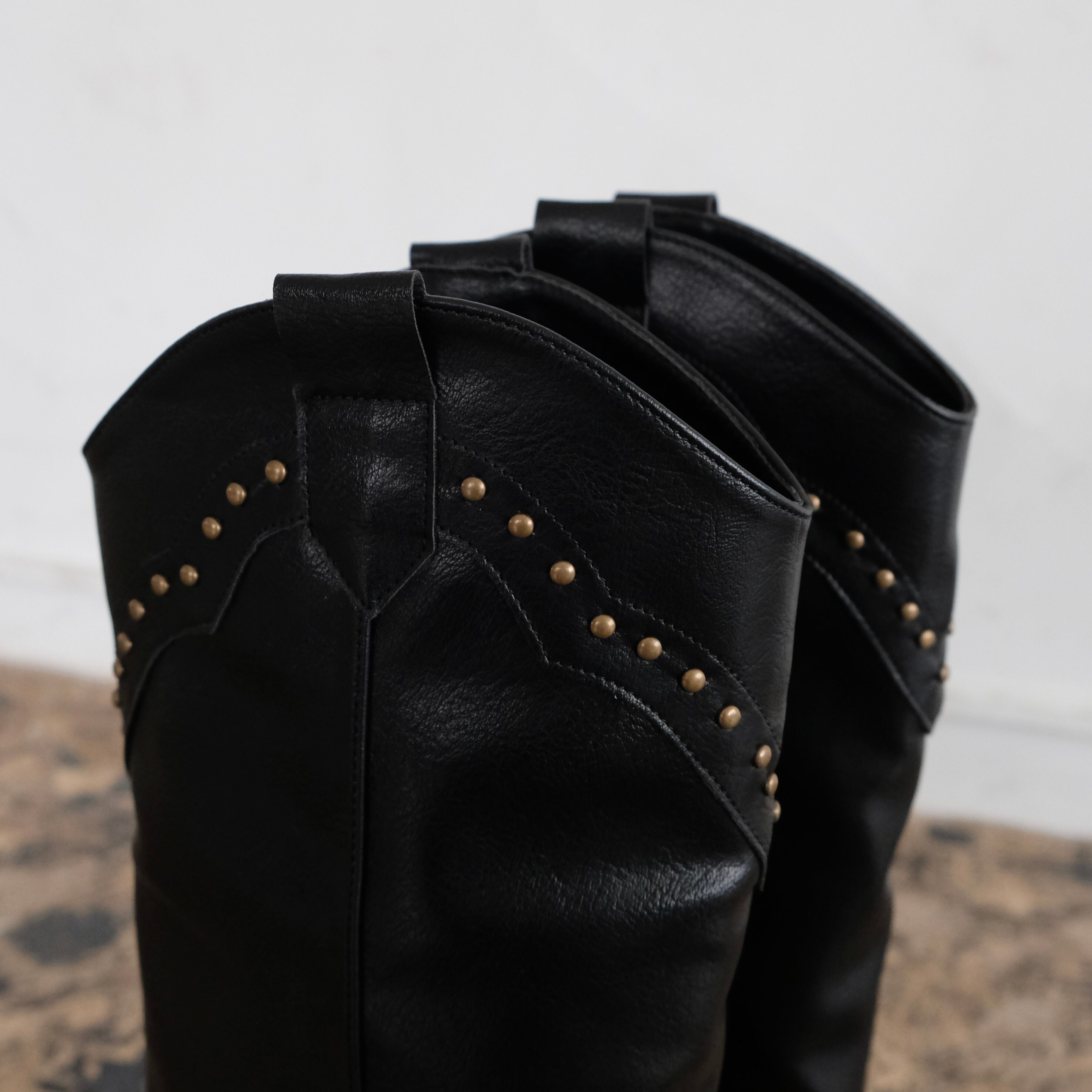 STUDS COVER WESTERN BOOTS / BLK | FELIM