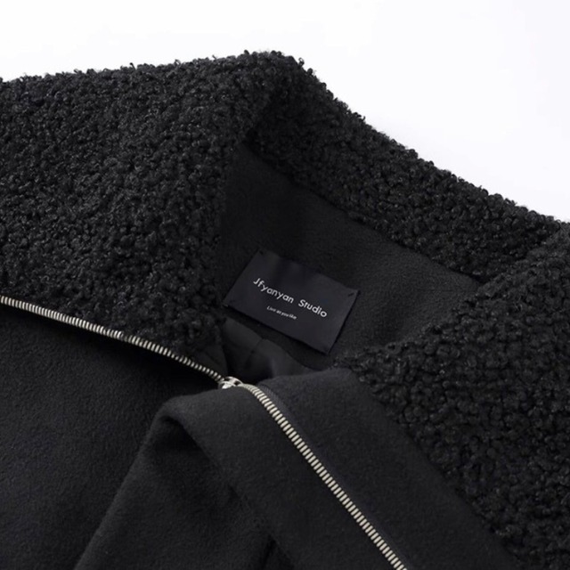 Boa collar asymmetrical coat C1620