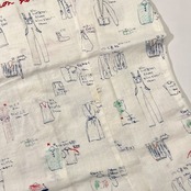 Mademoiselle NON NON マドモアゼルノンノン タグ付き リネン100% 総柄 半袖シャツ L/ホワイト