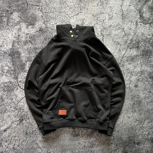 Solid color hooded loose sweatshirt available in black, dark gray, navy blue, and dark green(GV083)