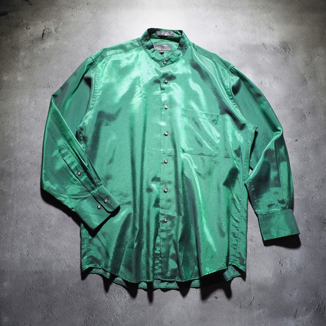 1990s Beautiful Aurora green color vintage drape loose shirt