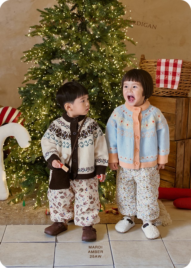 【取寄】mardi amber|holiday jacquard cardigan|ホリデージャカードカーディガン|S-2XL|kids|25 winter