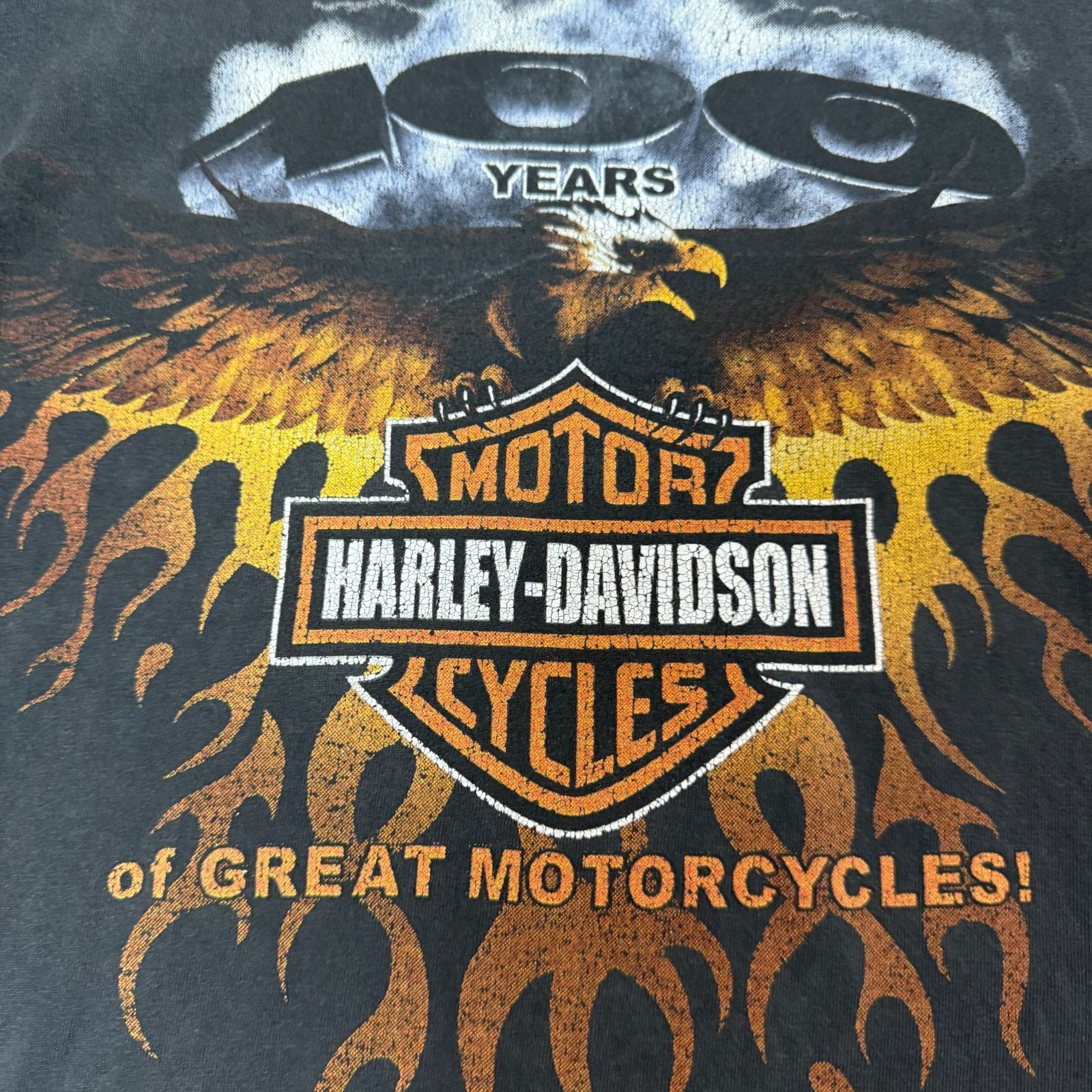 メンズ 【両A面】90s Harley-Davidson イーグルフレイムTシャツ