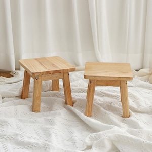 wood mini stool 2types / ウッド ミニ スツール チェア ナチュラル スクエア サークル 椅子 鉢置き 韓国インテリア雑貨