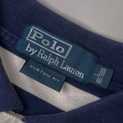 Polo by Ralph Lauren ラルフローレン CUSTOM FIT ボーダー 鹿の子 半袖 ポロシャツ L/ネイビー×ホワイト メンズ