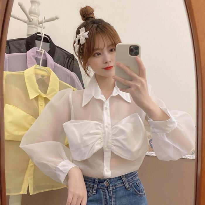 レースシャツ スプリングスタイル薄手カーディガントップス 春物 1号婦人92585931527