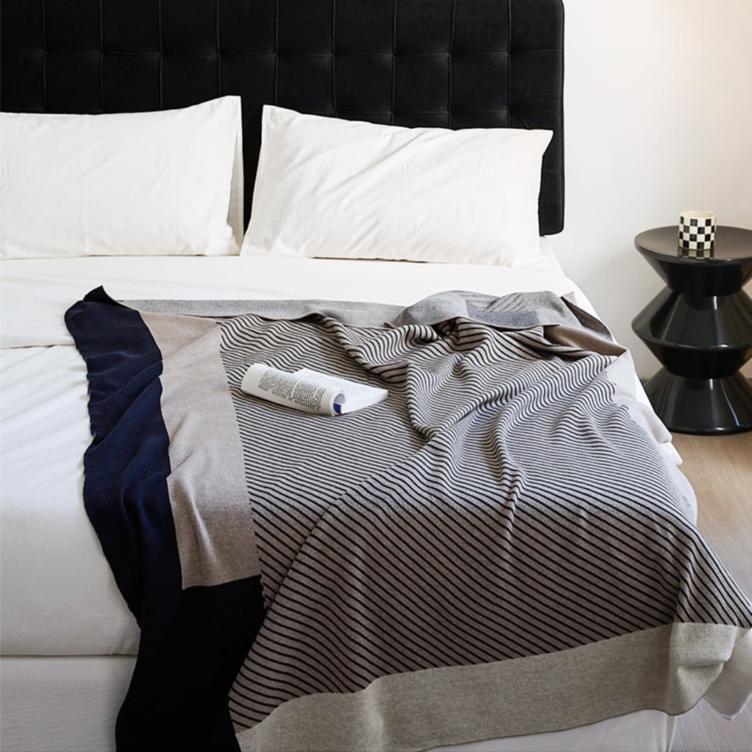 ジオメトリックニットブランケット K0424