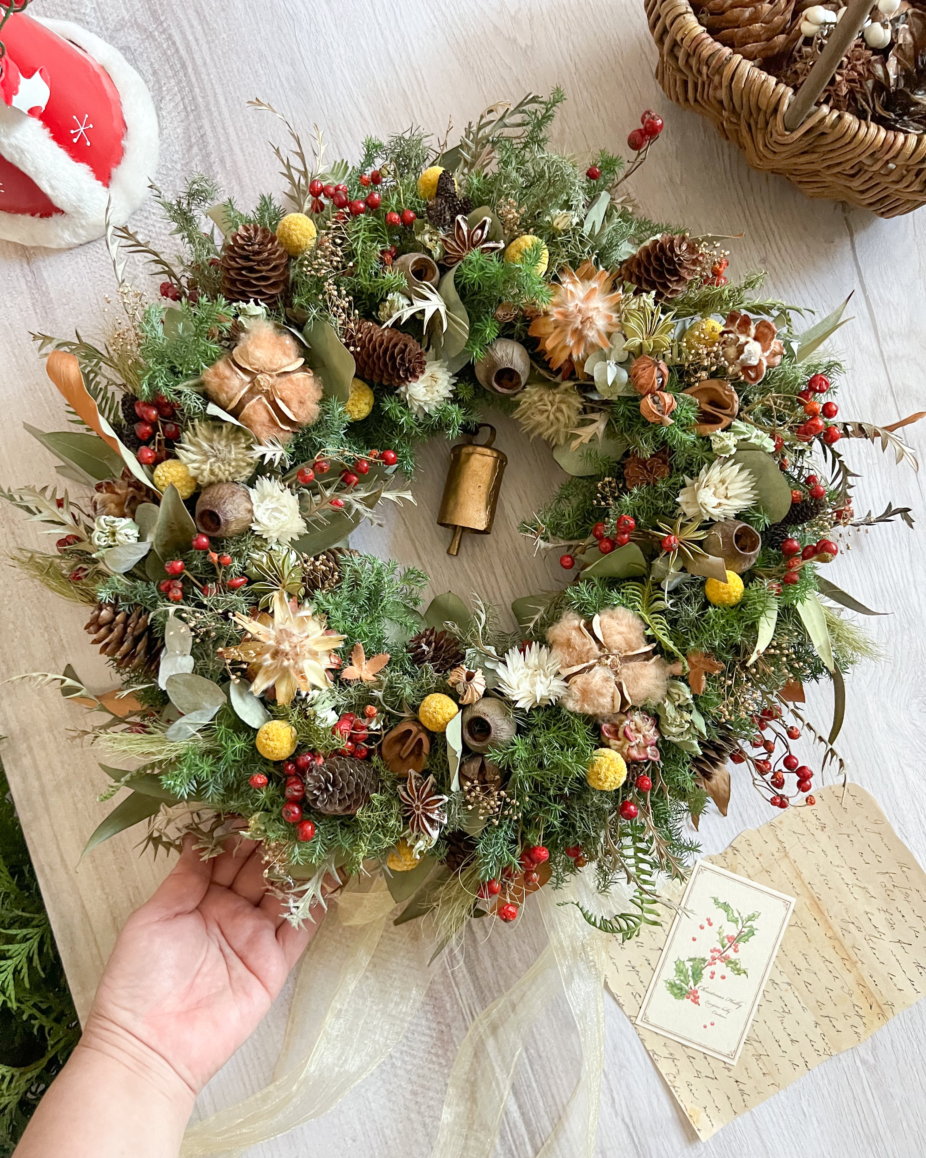 待ち遠しいクリスマス 45cm ドライフラワーリース 大きいリース