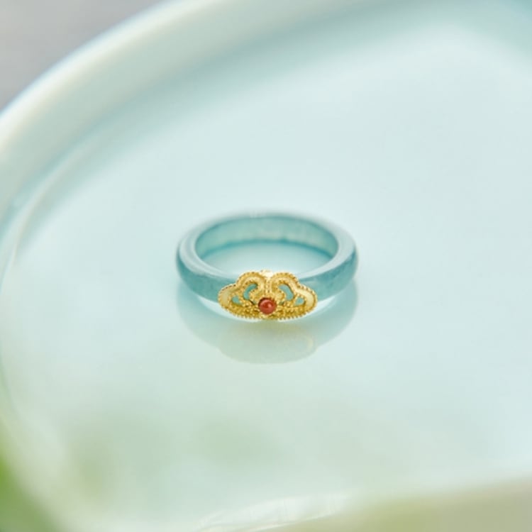 翡翠チャイナモチーフリング　YS00017