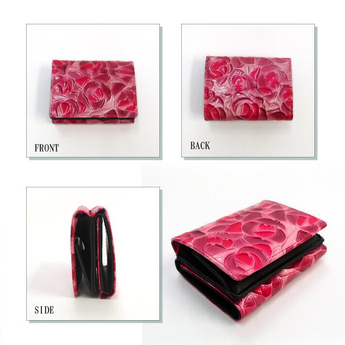 【Maturi マトゥーリ】 ステンドグラスレザー　三つ折り　ミニ財布 MR-104 PINK 定価16500円 Maturi マトゥーリ】 ステンドグラスレザー 三つ折り ミニ財布 牛革