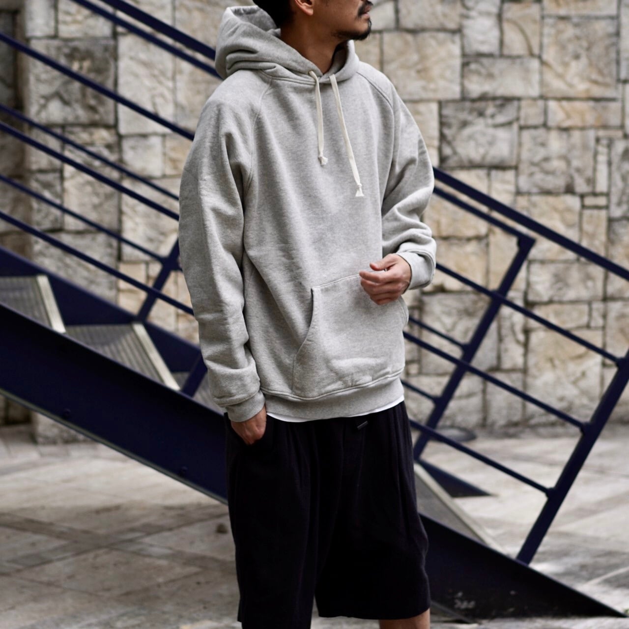 comoli 21AW コットン吊裏毛パーカー HEATHER GRAY 3