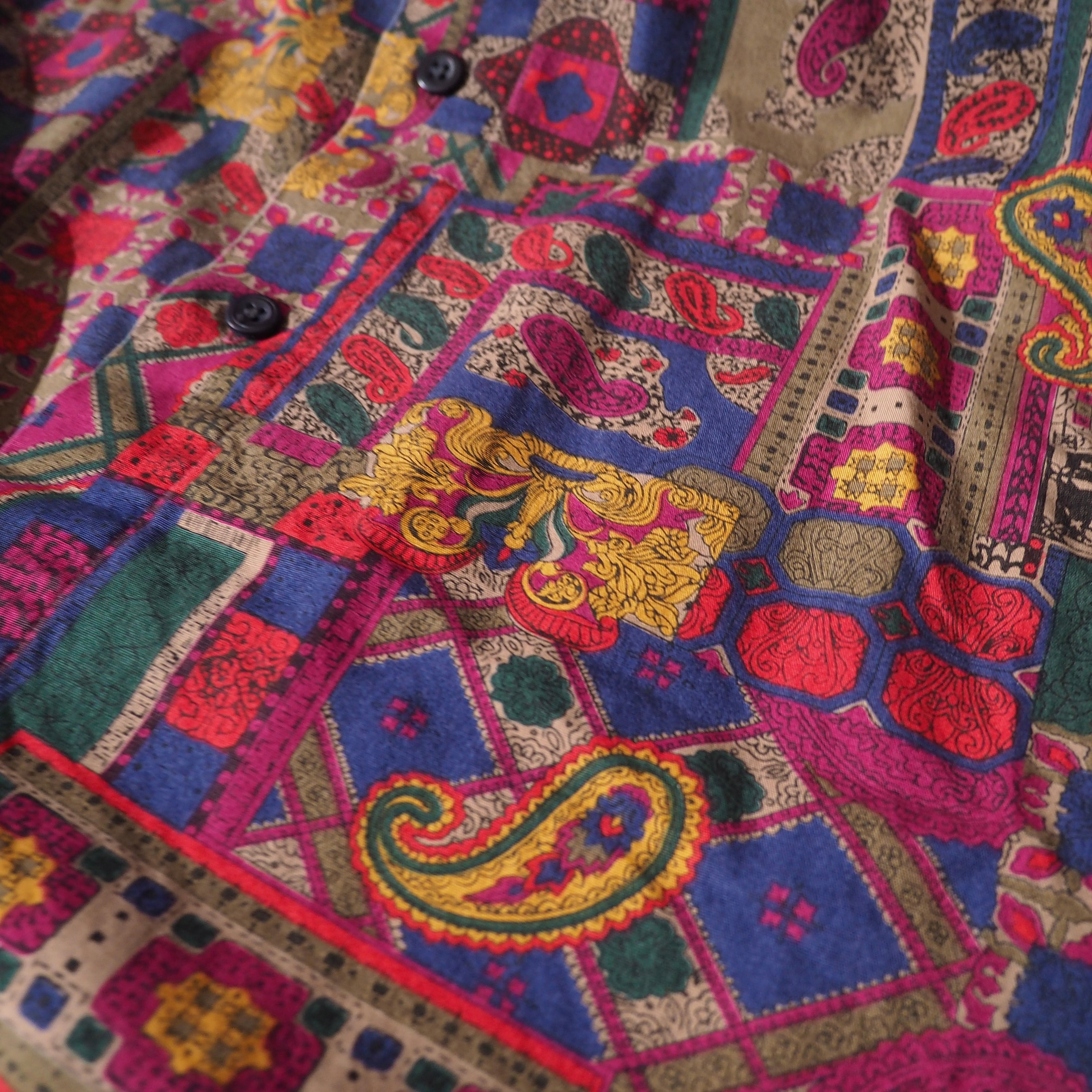 1990s "曼荼羅 " Beautiful luxury All Over pattern vintage loose shirt