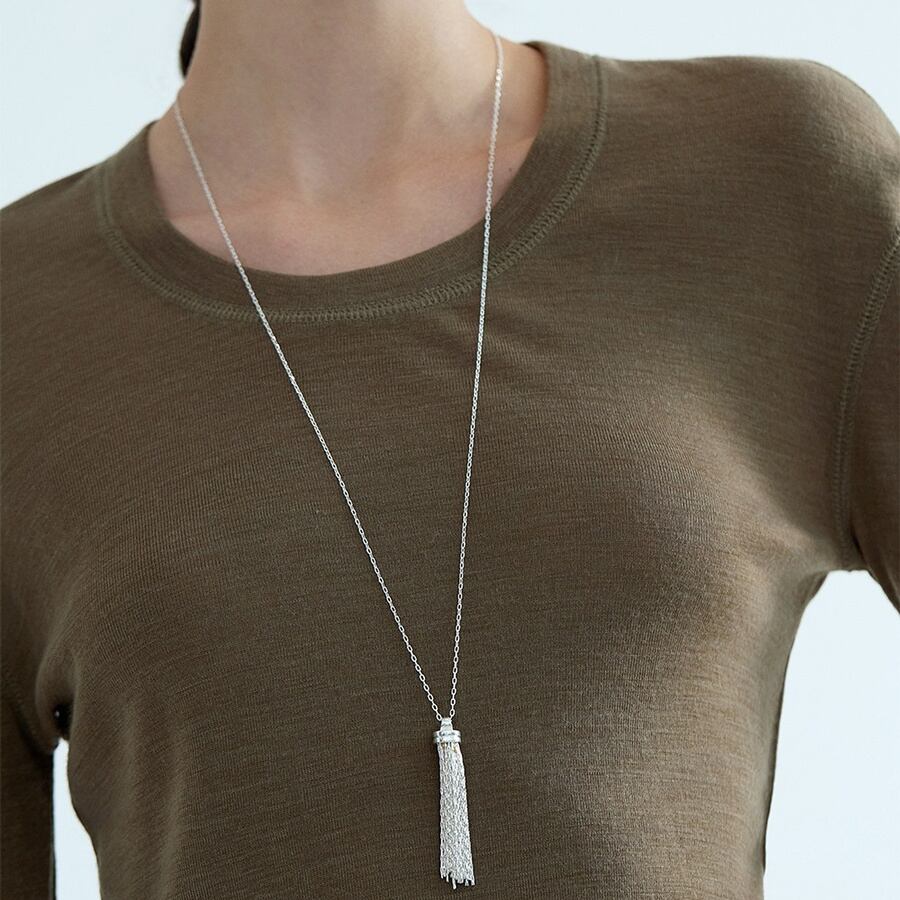 tassel fringe long necklace m-0056