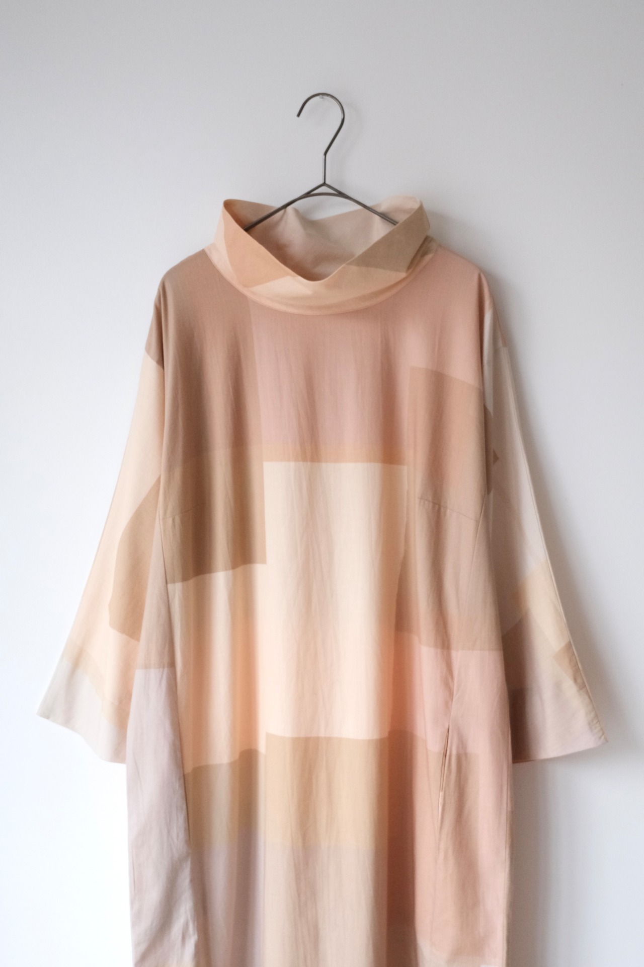 Marimekko beige block pattern high neck dress