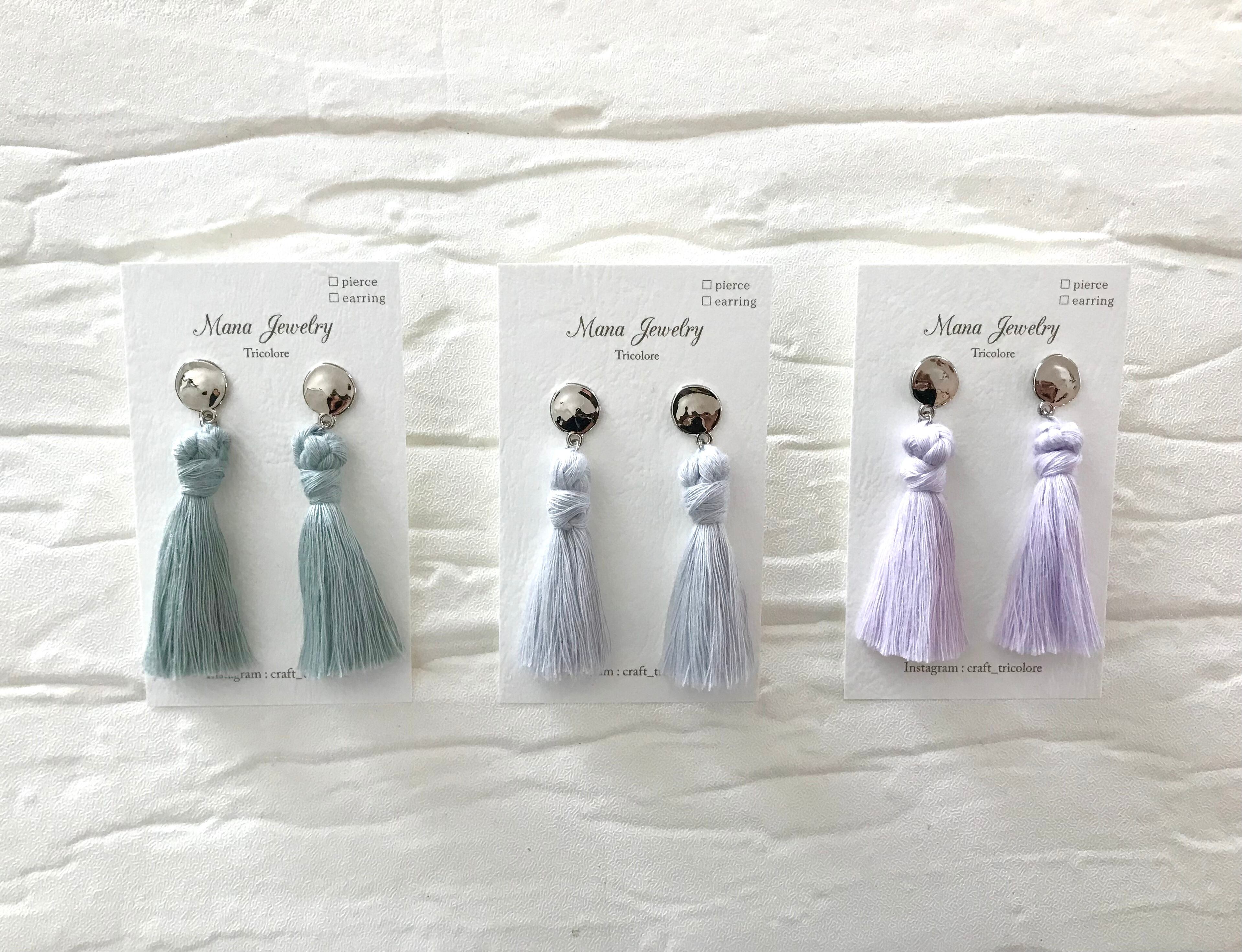 フォッシルパームウッド マクラメピアス ウッドトライバルピアス S012 - 天然石＋マクラメアクセサリーの