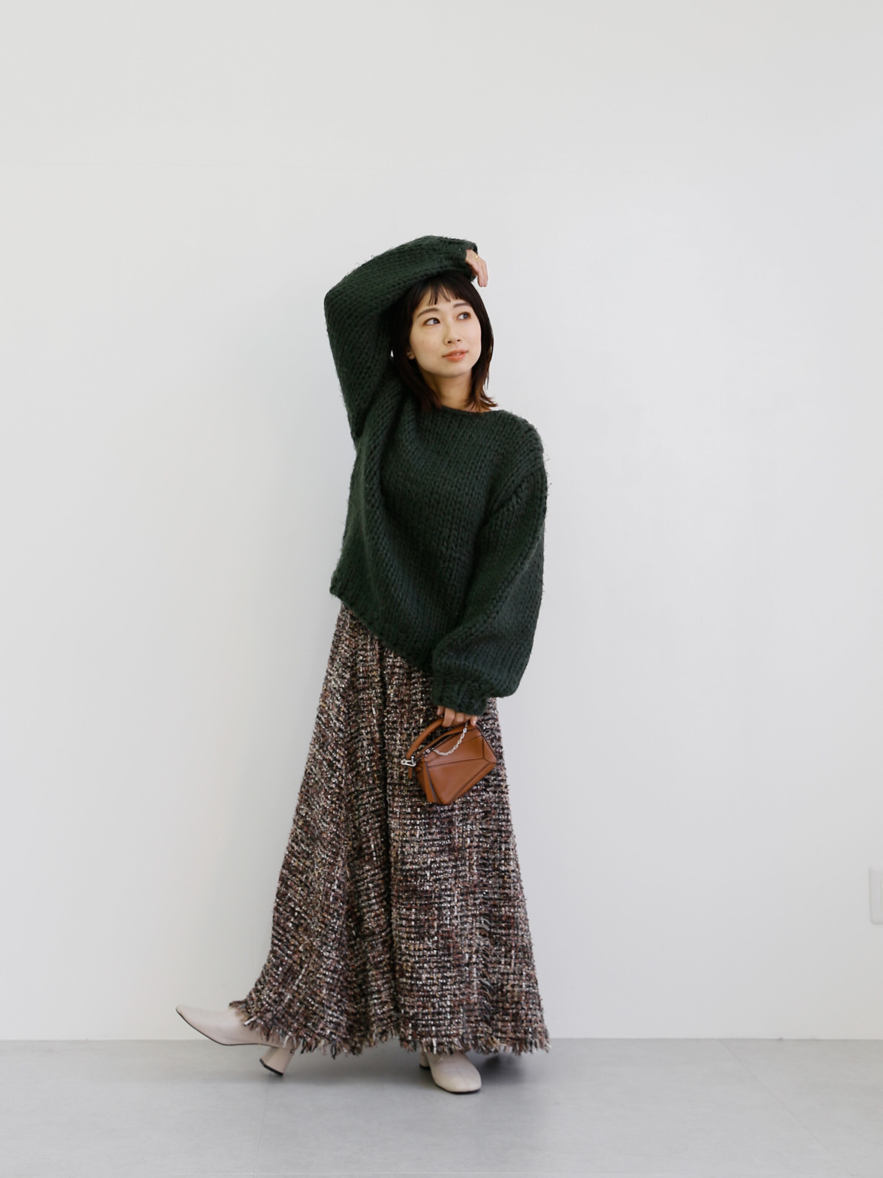 tweed volume long skirt（brown） | Katrin TOKYO