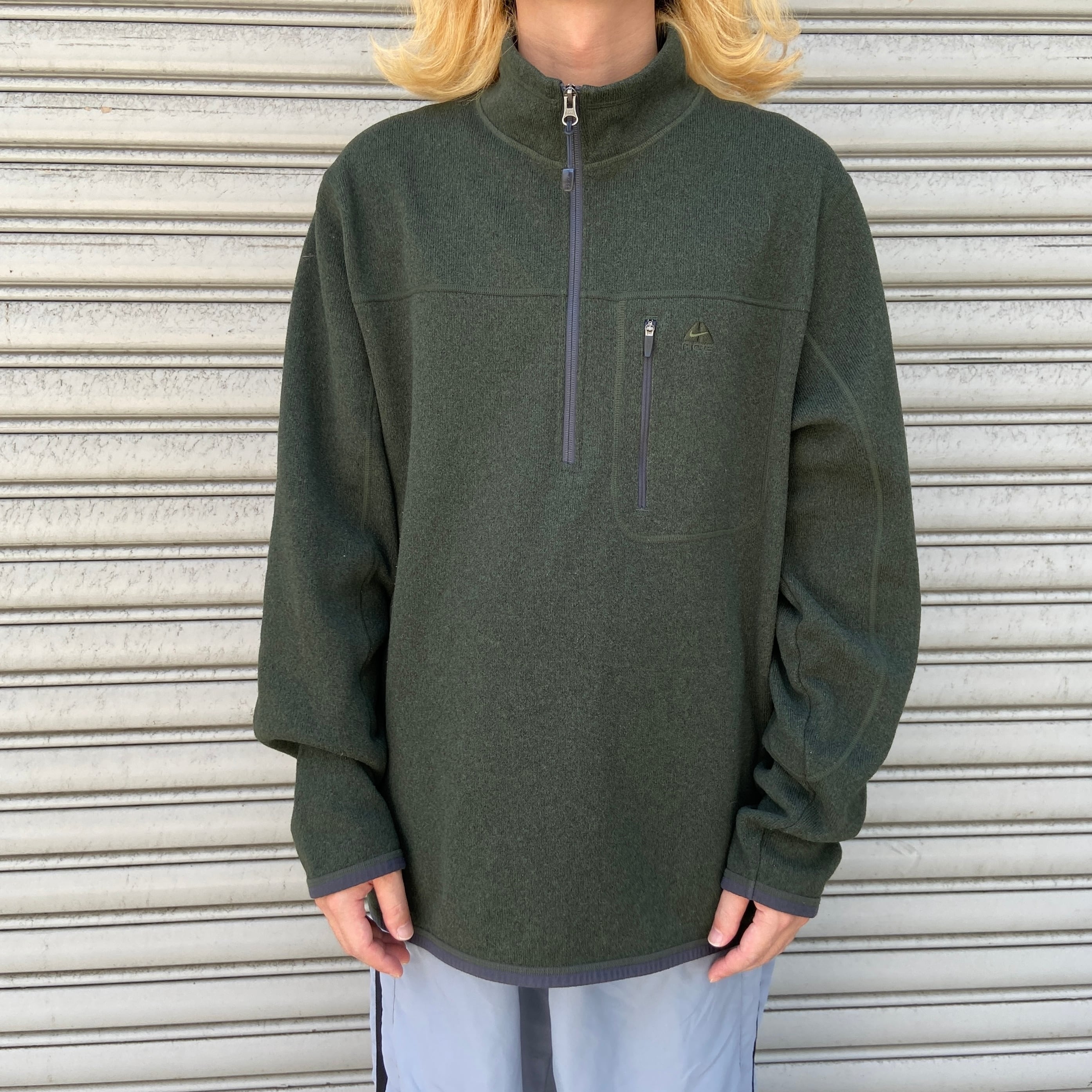 NIKE ACG ナイキ ハーフジップフリースプルオーバー カーキ XL | 古着 