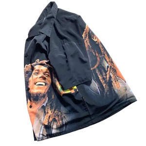 BOB MARLEY print open collar music shirt