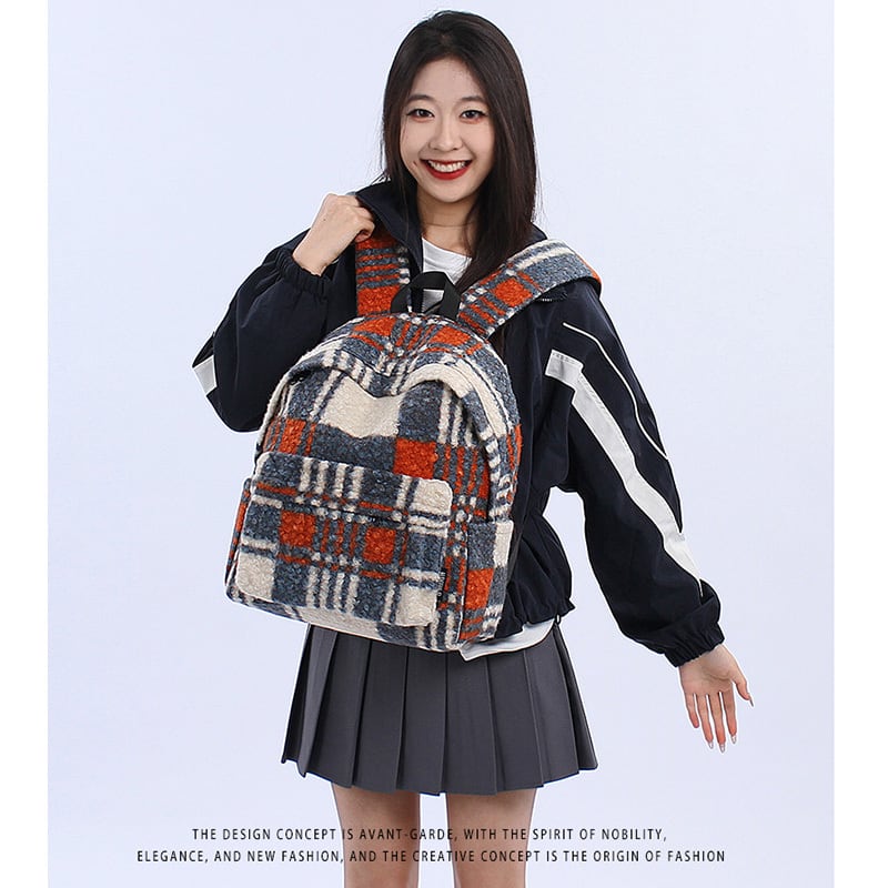 ♥もふもふチェック柄リュック！【YONAIGAシリーズ】☆バッグ☆ 2