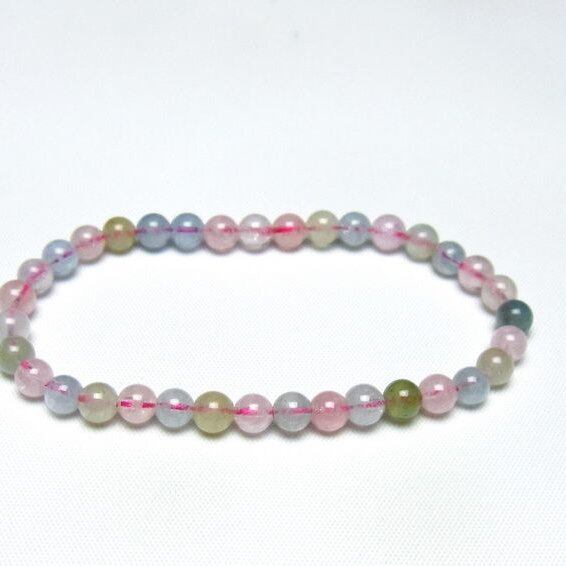 ミックスカラーベリル ブレスレット 5mm 一点物 メール便可 [M便 1/10] 111-48788