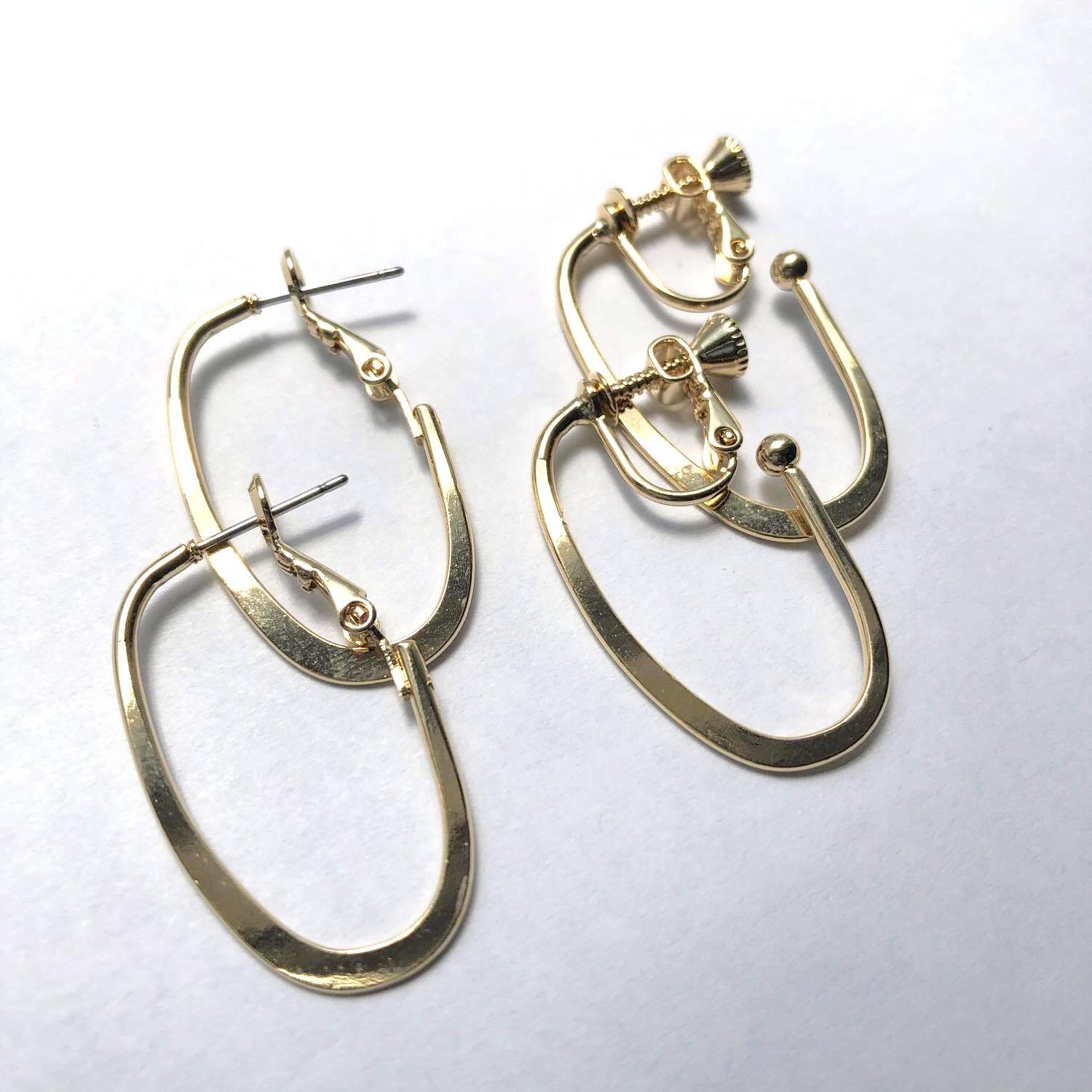 オーバル形メタルフープの〈ピアス/イヤリング〉 | Dua-アクセサリーパーツショップ オーバル形メタルフープの〈ピアス/イヤリング〉 | Dua-アクセサリーパーツショップ