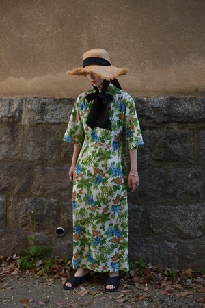 1960-70s Flower print dress