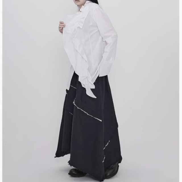 Stand collar ruffle blouse C0809