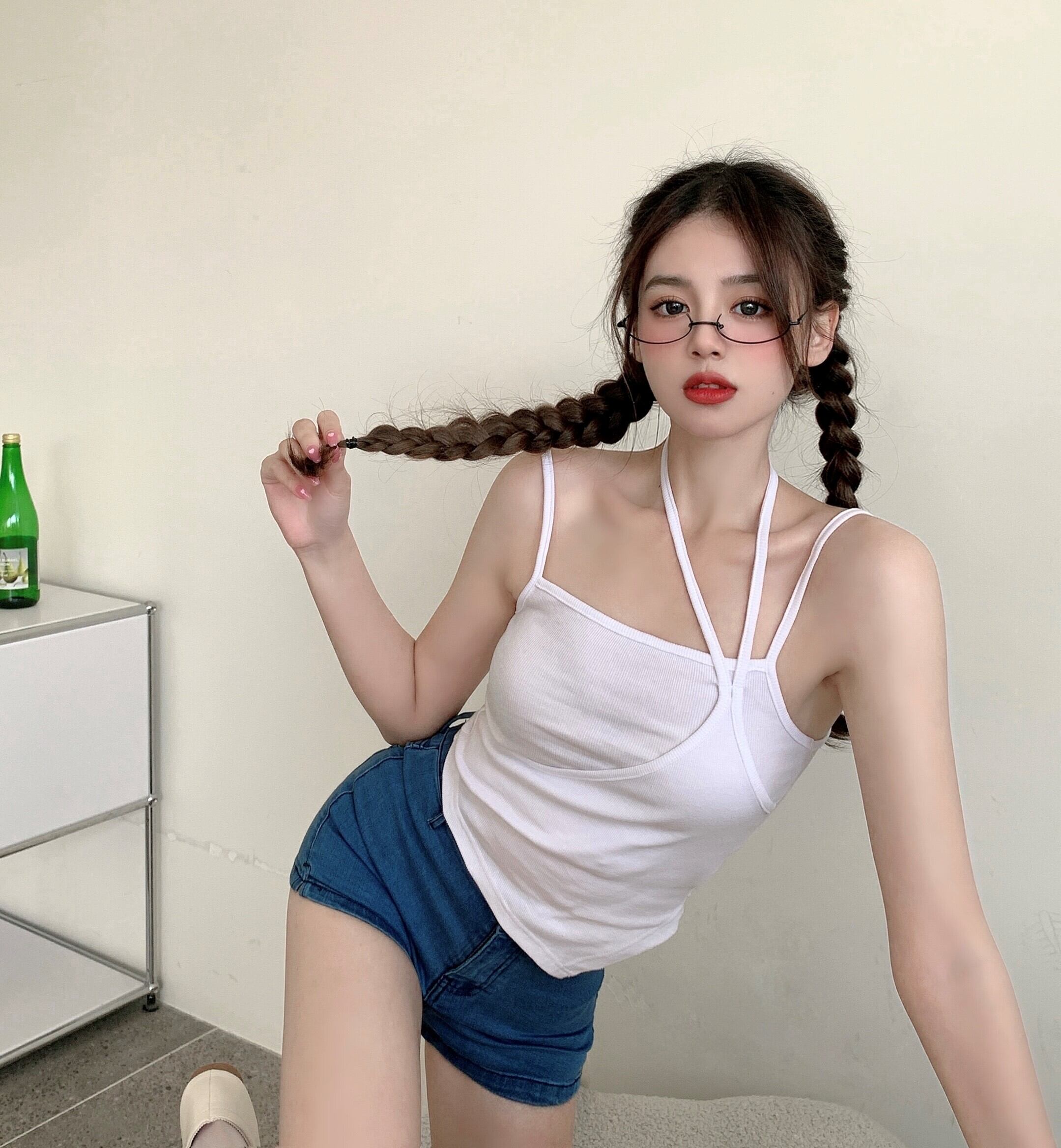 サマーホワイトショートホルタートップス 夏物 ピュア ブラックストロベリース42788474805